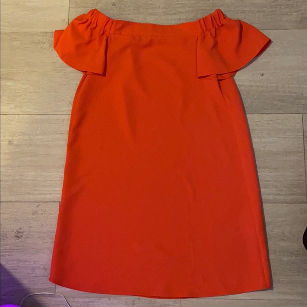 Orange off the shoulder dress